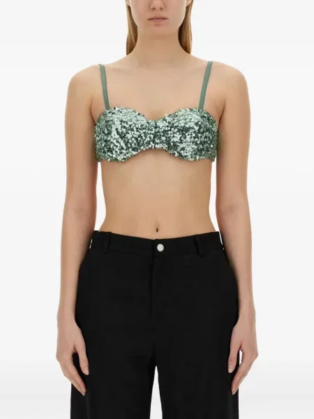 Top Moschino Jeans z cekinami zielony