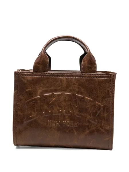 Geantă shopper Dkny din piele cu autograf maro