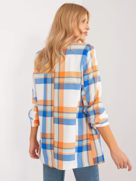 Jakna Fashionhunters s karirastim vzorcem oranžna