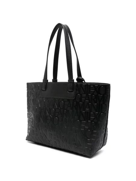 Geantă shopper Armani Exchange cu autograf negru