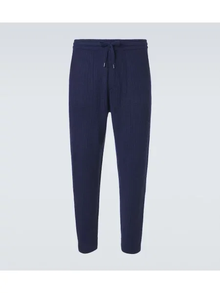 Pantaloni sport Brunello Cucinelli din cașmir albastru