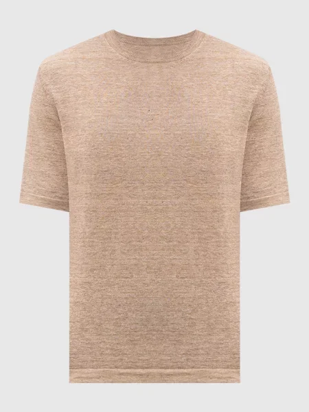Футболка кольору з льону та шовку Cashmere&whiskey бежевого
