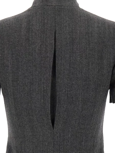 Rochie mini Coperni asimetrică cu model herringbone gri