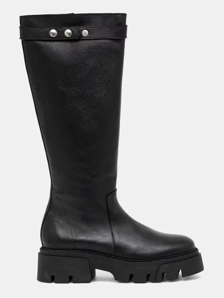 Кожаные сапоги Bianco на платформе черные