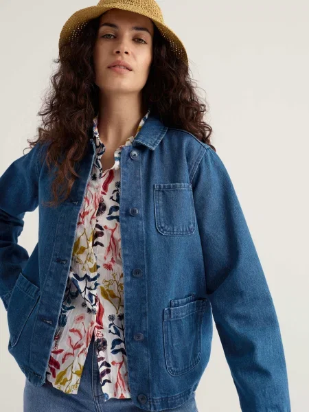 Seasalt Cornwall Geacă de primăvară-toamnă denim albastru