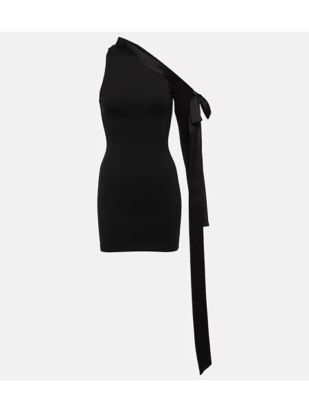 Rochie David Koma din satin cu un umăr gol negru