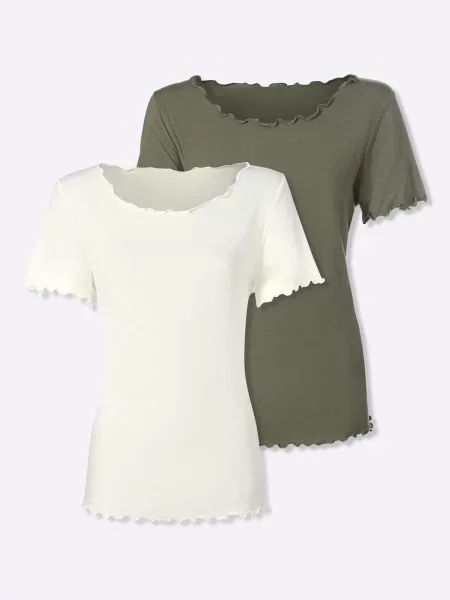Heine Tricou kaki alb