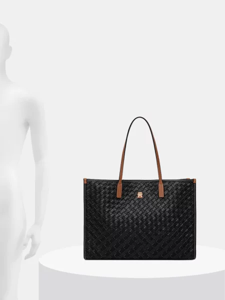 Tommy Hilfiger чанта tote дамска от имитация на кожа черно