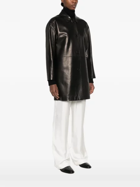 Palton The Row din piele negru