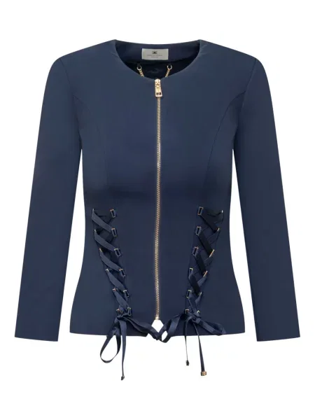 Geacă Elisabetta Franchi cu șireturi din dantelă albastru