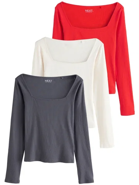 Next Tričko šedá / červená bílá