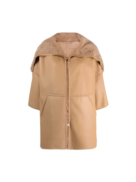 Kurtka skórzana Max Mara brązowa