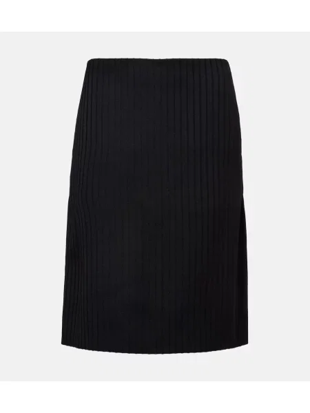 Spódnica Calvin Klein Collection wełniana prążkowana czarna