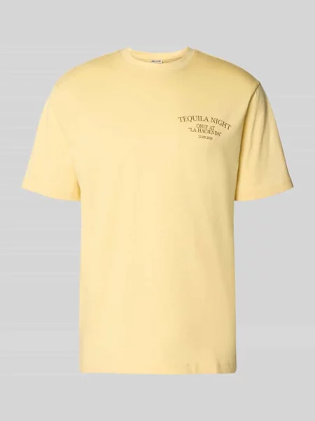 T-shirt o kroju regular fit z czystej bawełny model FRED' Only & Sons żółta