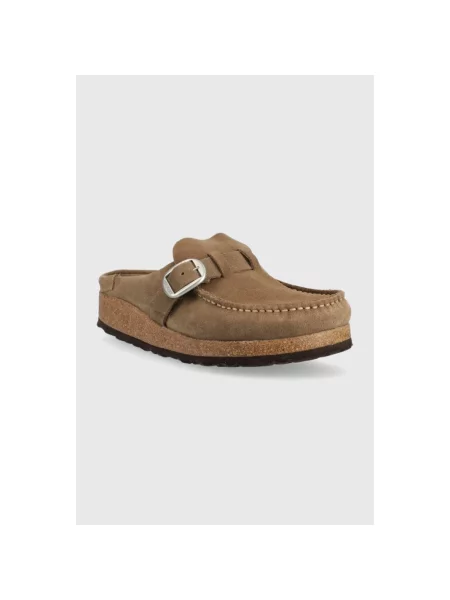 Klapki Birkenstock skórzane beżowe