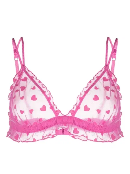 Прозрачен сутиен Love Stories с принт със сърца розово