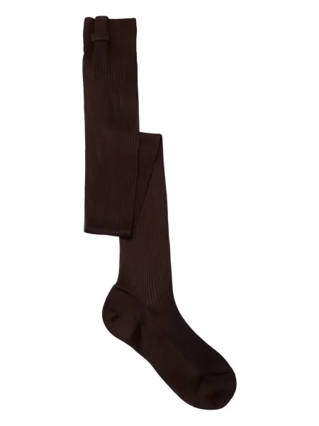 Șosete Miu Miu cu nervuri cu autograf maro