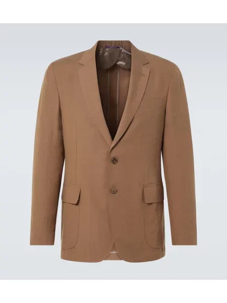 Laneni laneni blazer Ralph Lauren Purple Label vijolična