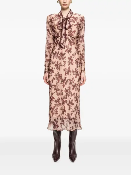 Rochie midi Nissa de mătase cu model floral