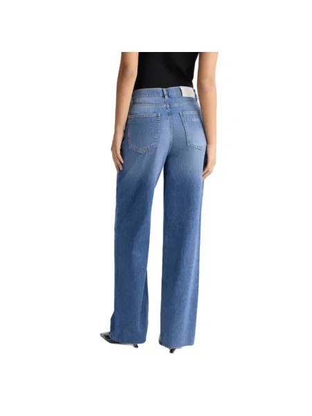 Szerokie jeansy Liu Jo z frędzli niebieskie