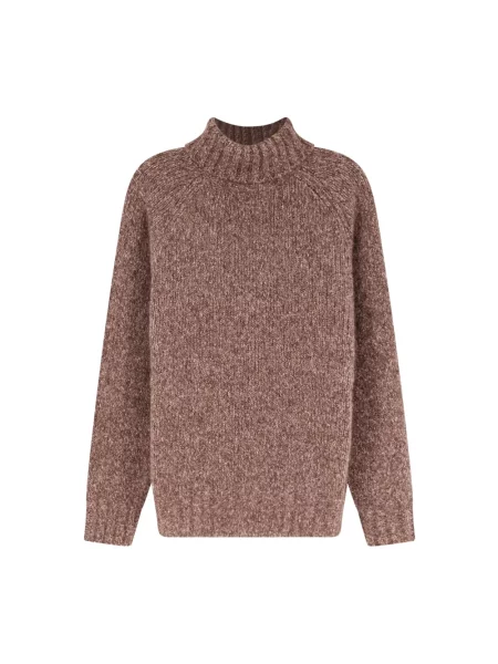 Sweter z golfem Brunello Cucinelli z kaszmiru do golfa brązowy
