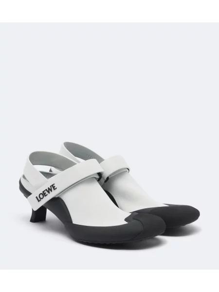 Pantofi cu toc Loewe din piele slingback alb