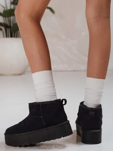 Cizme de zăpadă Dstreet cu platformă negru