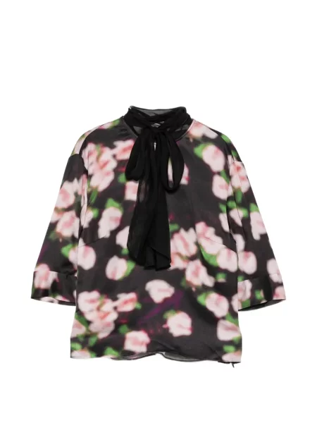 Bluză Patrick Mcdowell cu funde cu model floral negru