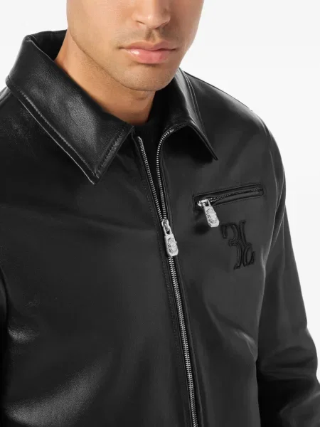 Geanta de piele Billionaire cu broderie negru