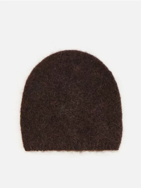 Reserved Căciulă beanie cu adaos de lână maro-închis maro