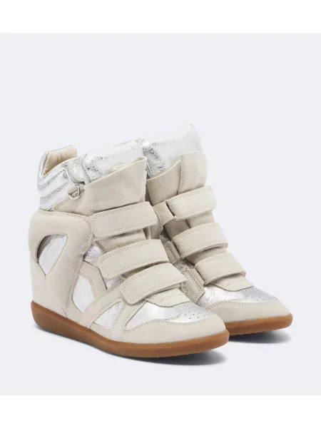 Sneakerși Isabel Marant din piele de căprioară bej