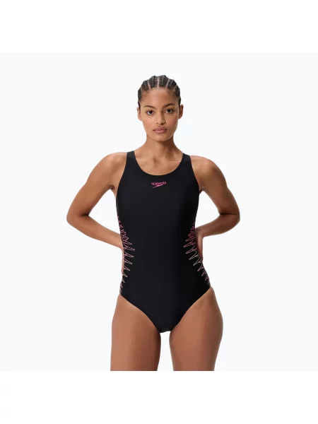 Costum de baie întreg pentru femei Speedo Placement Muscleback anthracite