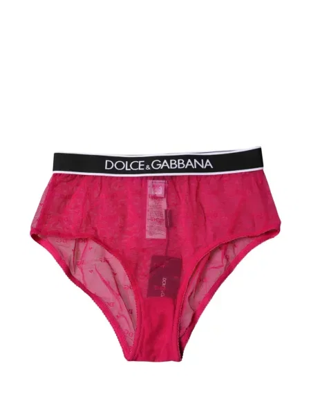 Chiloți Dolce & Gabbana cu model floral din dantelă cu autograf roz