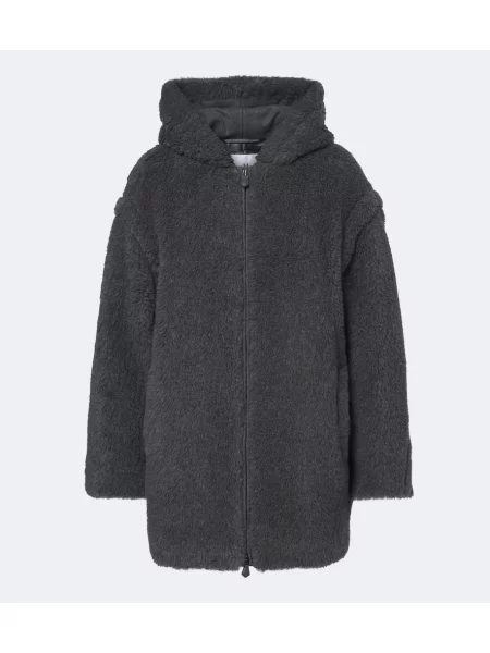 Palton Max Mara de lână cu glugă gri