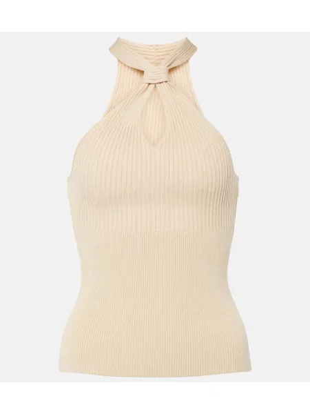 Top Simkhai tricotate cu gât halter bej
