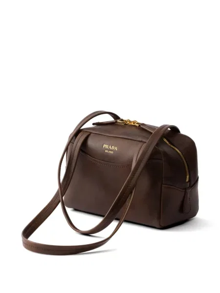 Top Prada din piele maro