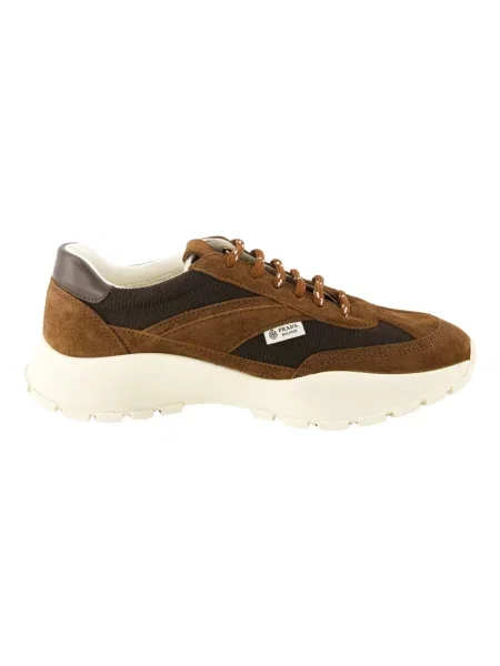 Sneakersy Prada zamszowe z siateczki brązowe