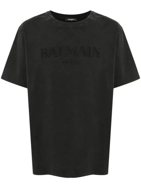 Retro tričko Balmain s výšivkou šedé
