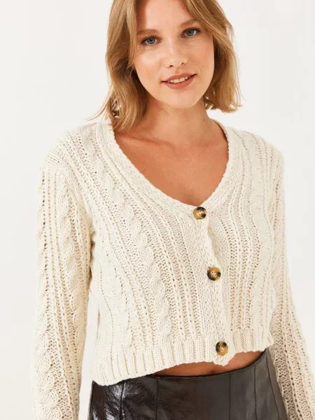 Bianco Lucci Geacă tricotată crem