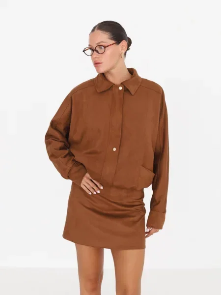 Замшевий Бомбер Lilove коричневий