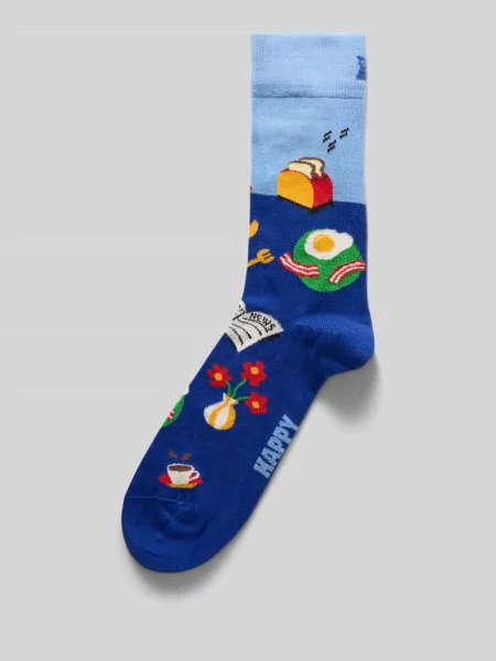 Skarpety z nadrukiem z motywem na całej powierzchni Happy Socks granatowe