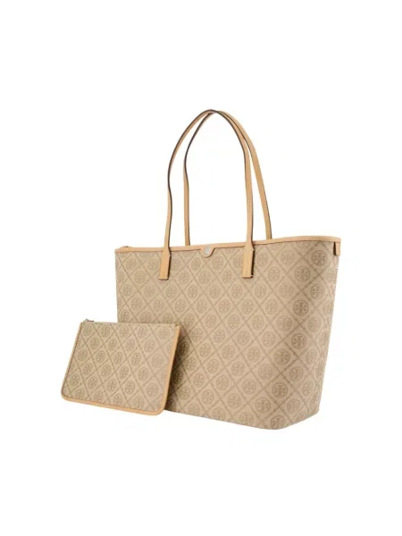Shopperka Tory Burch skórzana beżowa