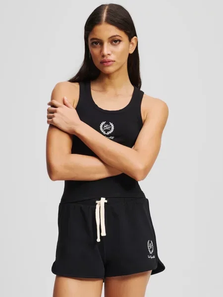 Karl Lagerfeld pantaloni scurți cu imprimeu medium waist negru