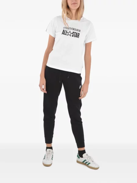 Top Converse cu platformă din canvas cu imagine alb