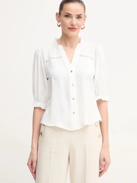 Риза Morgan CELYSE дамска със стандартна кройка CELYSE бяло