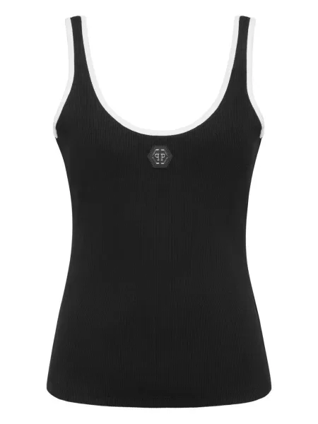 Top Philipp Plein tricotate cu nervuri negru