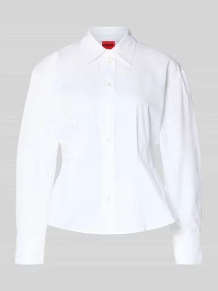 Bluzka koszulowa taliowana z czystej bawełny model ‘EMPEROR’ Hugo biała
