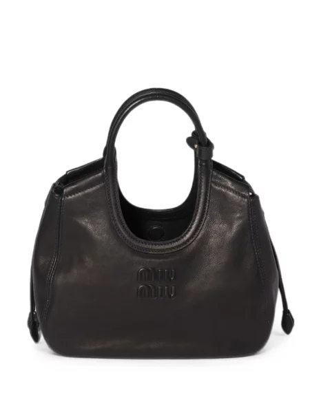 Geantă shopper Miu Miu din piele negru