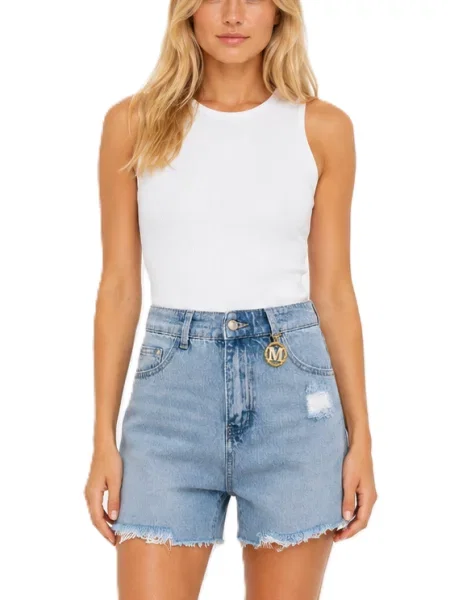 Pantaloni scurți din denim M.sara alb