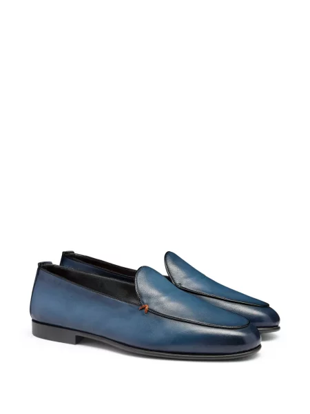 Pantofi loafer Santoni din piele albastru